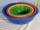 Pyrex Primary Color 4 Stack of Clear Bottom Nesting Mixing Bowls
