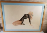 Limited Edition # 20 Of 200 Framed Alberto Vargas Lithograph on Opalesque Silk