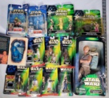 12 Star Wars Action Figures of Various Sizes - Attack of the Clones, Power of the Jedi and The Force