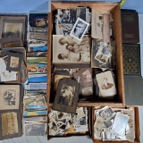 Tray Lot FULL of Antique Cabinet and )ther Photos, Books, Military Papers and More