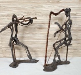 Pair of Contemporary Cast Iron Musician Sculptures