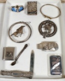 Lot Of Sterling Silver Jewelry & 1 Troy Ounce Bar