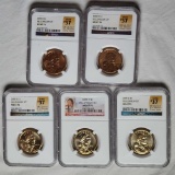 5 2000-D NGC Millennium Set MS 67 PL Sacagawea Dollar Coins