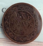 1858 Canadian Large Cent Medal F-12, Slightly Bent in CCCS Mylar Pack