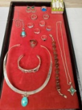 Tray of Sterling Silver Jewelry