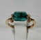 14K yellow Gold And Emerald Bead Ring