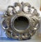 Round Beveled Edge Mirror in Ornate Silver Gilt Mirror