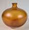 Signed Robert Barber Bronze Iridized Art Glass Balloon 1973 Vase