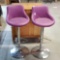 Pr of Purple Upholstered Retro Vintage Modern Style Chrome Base Bare stools