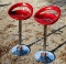 Pr Red and Chrome Retro Vintage Style Bar Stools