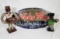 Vintage Tonka Toys Metal Sign and Folk Art Bottle Cap Figures