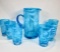 MCM ...Blue And White Swirl Art Glass Ice Tea Set
