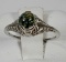 18K White Gold Filagree Ring With Unusual Agate Cabochon