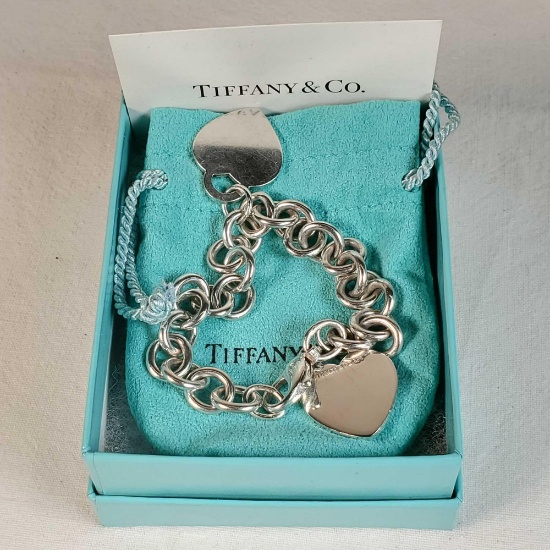 Gently Used Tiffany & Co. Sterling Silver Heart Tag Charm Bracelet