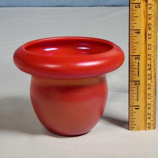 David Lotton 1990 Signed Selenium Red Iridescent Art Glass Vase
