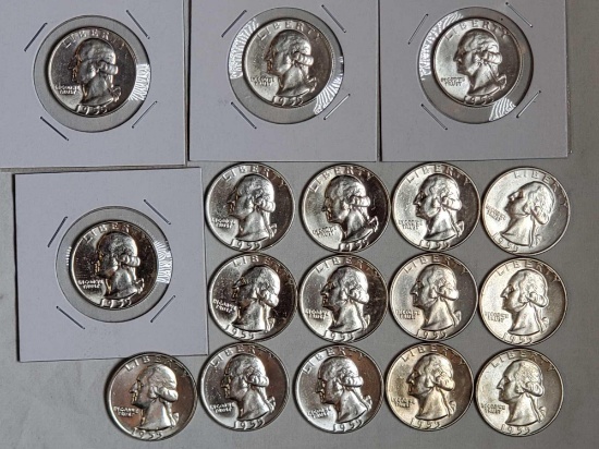 17 UNC 1955-D Silver Quarters with Beautiful Luster