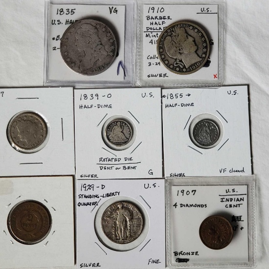 8 Antique US Coins