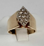 14K Yellow Gold Diamond Marquise Cluster Ring