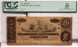 T-67 1864 $20 Confederate States Of America Twenty Dollar Bill PCGS Currency Graded Fine 15