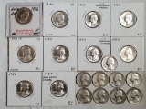 20 Silver Washington Quarters 1932-1959 Including BU/ UNC