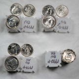 4 Rolls Uncirculated Kennedy Half Dollars - 1971, 1979, 1991-D and 1992