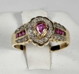 14K Yellow Gold Ruby & Diamond Ring