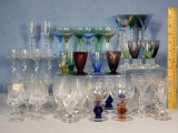 59 Elegant Glass Cordials in Various Sizes and Colors