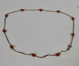 14K Yellow Gold And Red Coral 18