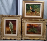 3 Anna Kerekes Hungarian b1928 Oil on Panel Naturalistic Paintings of Birds