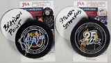 2 JSA Certified Signed Tampa Bay Lightning Hockey Pucks with COAs