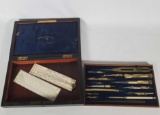 Compas Brevetes Drafting Set In Wood Box, Brass, Steel & Ivory