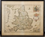 Johannes Blaeu Rare Hand Colored Map of England and Wales 1645 Anglia Regnum