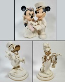 3 Lenox Disney Showcase Figurines - Debonair Donald and Dazzling Daisy Duck, Minnie's Dream Wedding