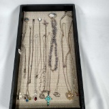 Lot Of 14 Sterling Silver Necklaces With Pedants