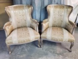 Pair of Upholstered Wood Frame Side Chairs