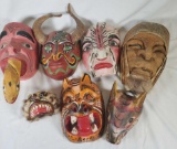 Lot Of 7 Harnd Carved Masks Made In Mexico