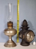 Dietz Railroad Lantern and Rayo Chrome Base Oil Lamp