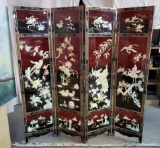 Asian Inspired Black Lacquer 4 Section Room Divider