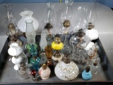 Collection of Antique, Vintage and Collectible Glass Kerosene and Oil Lamps