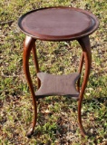 Round Top Mahogany Queen Ann Fern Stand with Shelf Stretcher