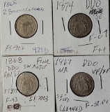 4 Shield Nickel Die Variety Coins