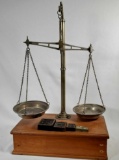 Antique Table Counter Balance Scales With 4 weights