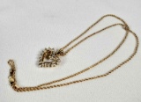 14K Yellow Gold & Diamond Heart Pendant And Rope Chain