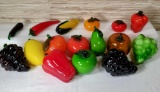 16 Art Glass Fruits and Vegetables