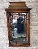 Asian Inspired Wall Curio Cabinet with Mirror Back