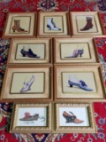 7 Framed Fashional Footwear Prints by Fiona Saunders Bombay Company Plus 2 Smaller Prints