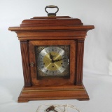 Howard Miller Bracket Clock, Key Wind, Pecan Wood Finish