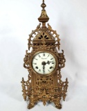 Ornate Italy Imperial Brass Mantle Clock, Key Wind, Hermle Movement