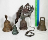 4 Vintage Bronze and Brass Bells