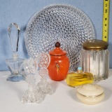 Glass Crystal and Other Perfume Bottles, Tray and More